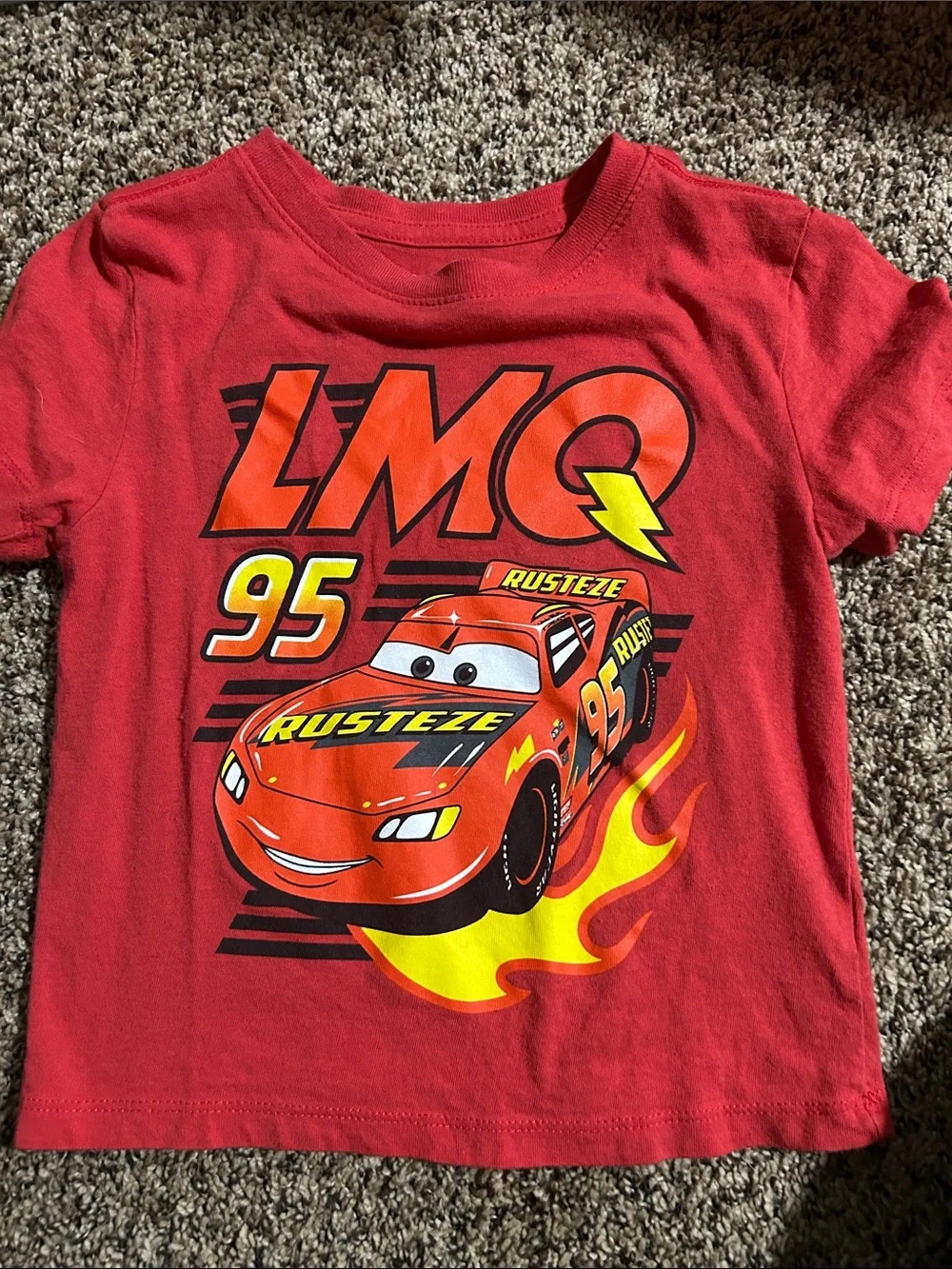 Disney Red Lightning McQueen Graphic Tee with Yellow Accents